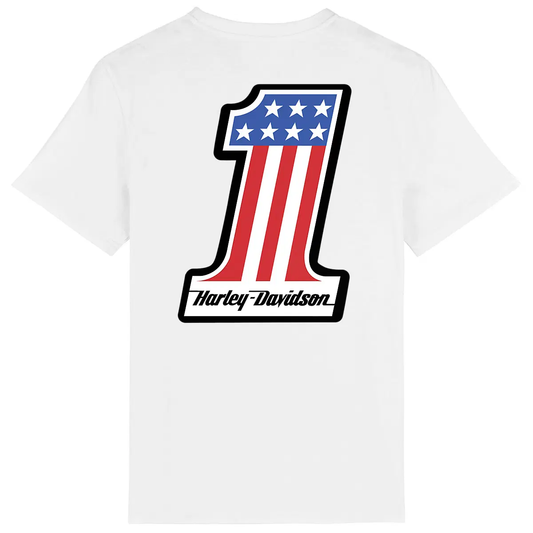 T-shirt blanc unisexe manches courtes One America Harley-Davidson