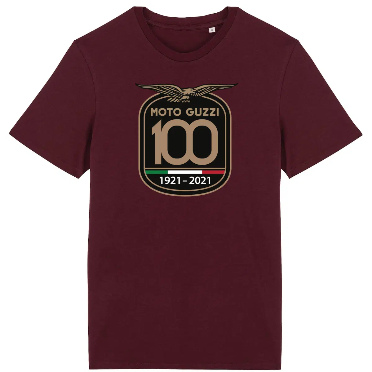 T-shirt bordeaux Moto Guzzi 100 ans • Vêtement coton bio • Culture Moto