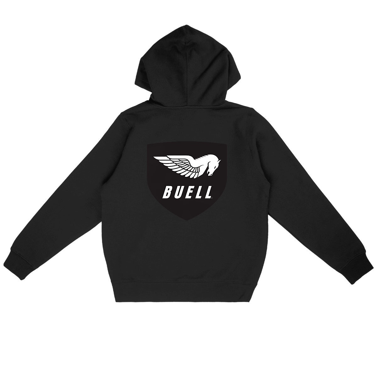 Sweat-shirt noir à capuche Buell Motorcycles face et dos