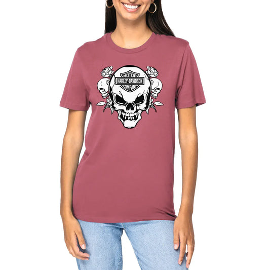 0625_Harley-Davidson_3_skulls_-_T-shirt_rose_1 - CultureMoto