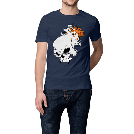 0625_Harley-Davidson_Skull_-_T-shirt_bleu_marine_1 - CultureMoto