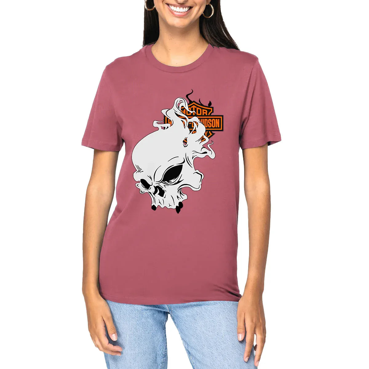 0625_Harley-Davidson_Skull_-_T-shirt_rose_1 - CultureMoto