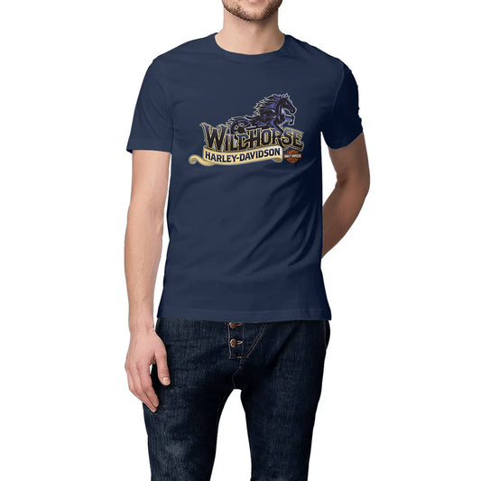 0625_Harley-Davidson_Wild_Horse_-_T-shirt_bleu_marine_1 - CultureMoto