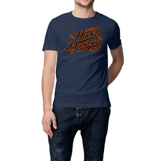 0625_Harley-Davidson_manuscrit_-_T-shirt_bleu_marine_1 - CultureMoto