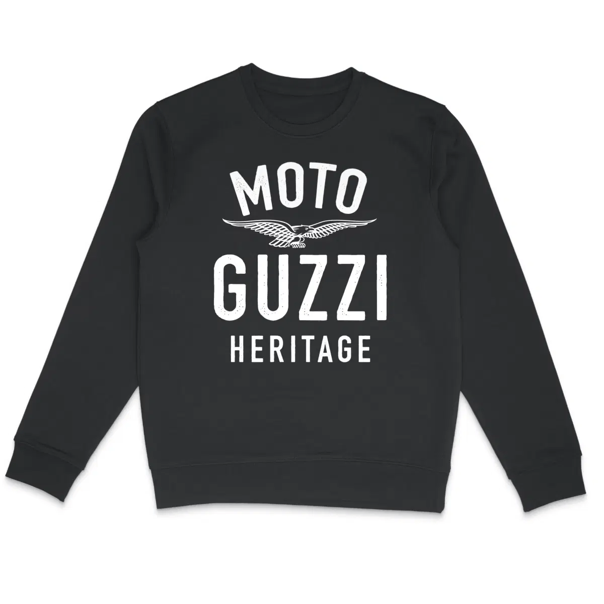 Sweat-shirt noir Moto Guzzi Heritage • Vêtement coton bio • Culture Moto