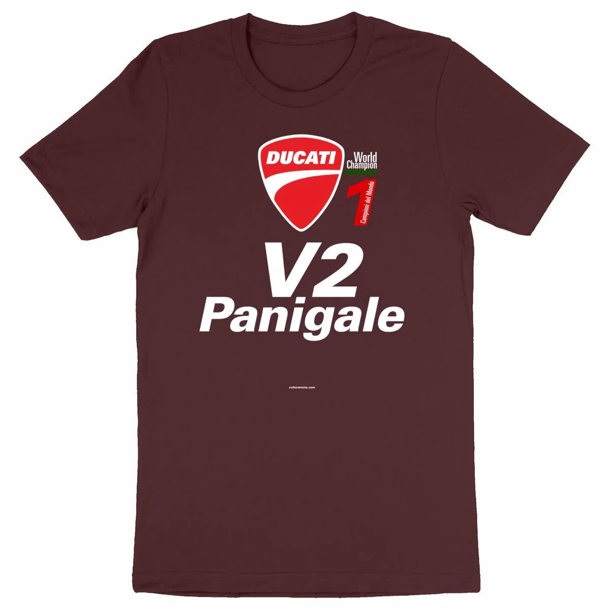 0824DucatiV2Panigale-T-shirtbordeauxunisexe - CultureMoto