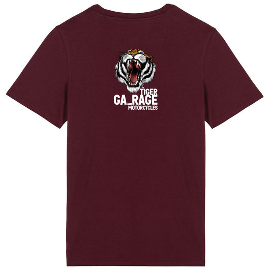 T-shirt bordeaux manches courtes Tiger Garage Motorcycles