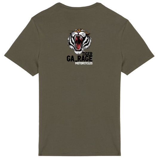 T-shirt kaki manches courtes Tiger Garage Motorcycles