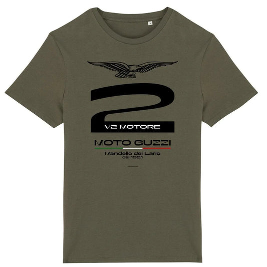 1024_Moto_Guzzi_V2_Motore_-_T-shirt_kaki - CultureMoto