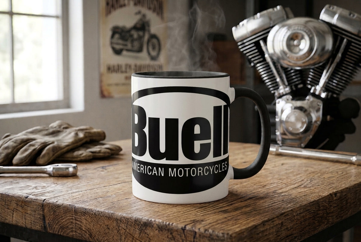 Mug blanc brillant en céramique • Buell Motorcycles