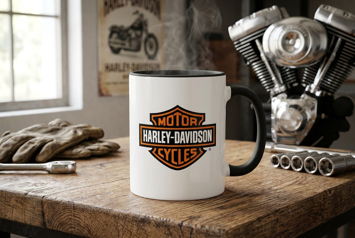 Mug blanc brillant en céramique • Harley-Davidson