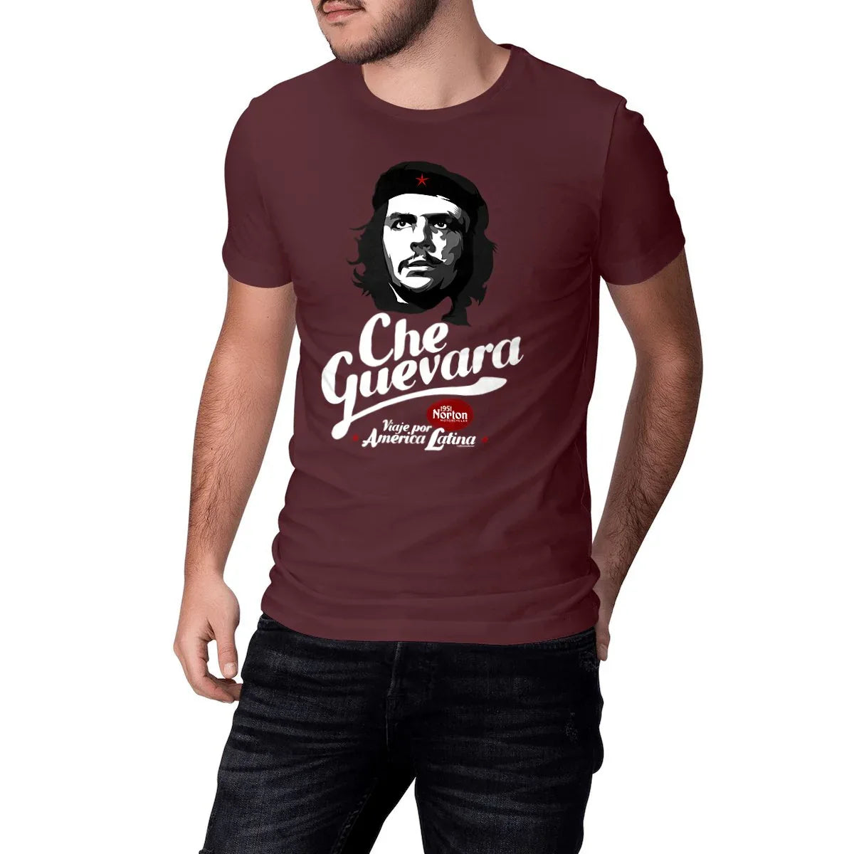 CheGuevara-Norton-T-shirtbordeaux1 - CultureMoto