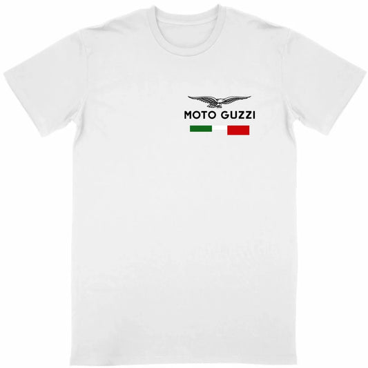 T-shirt_manches_courtes_blanc_logo_Moto_Guzzi_drapeau_italien_2 - CultureMoto