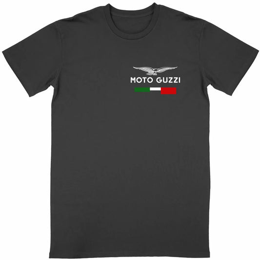 T-shirt_manches_courtes_noir_logo_Moto_Guzzi_drapeau_italien_2 - CultureMoto