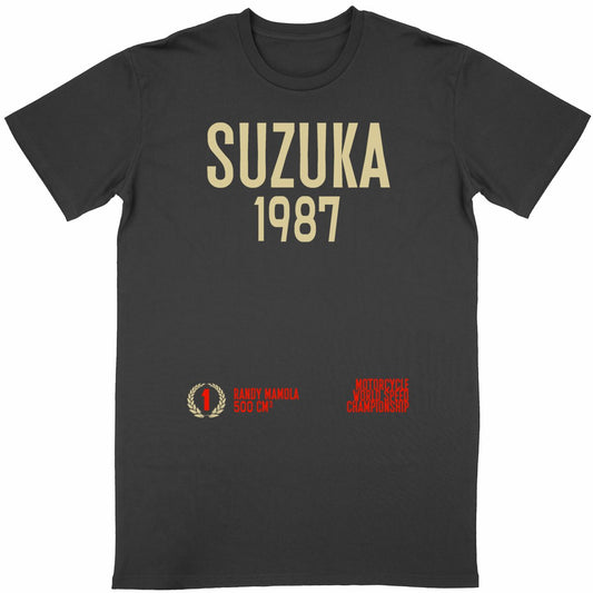 T-shirt noir manches courtes Suzuka 1987