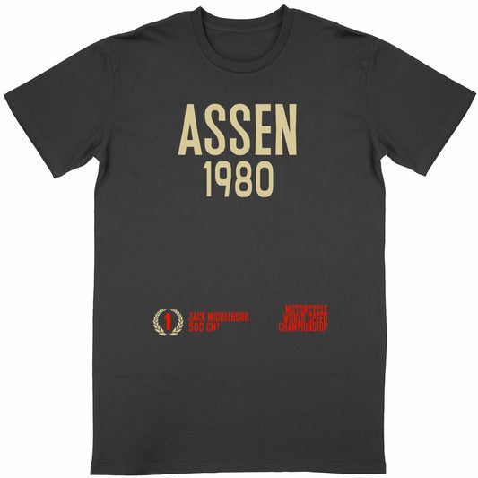 T-shirt noir manches courtes Assen 1980