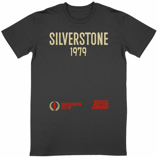 T-shirt noir manches courtes Silverstone 1979