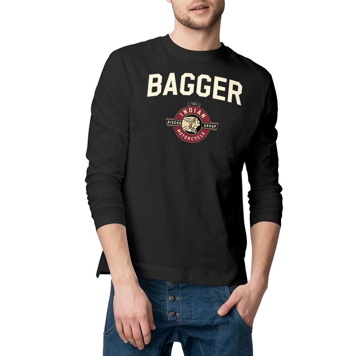 T-shirt noir manches longues Indian Bagger