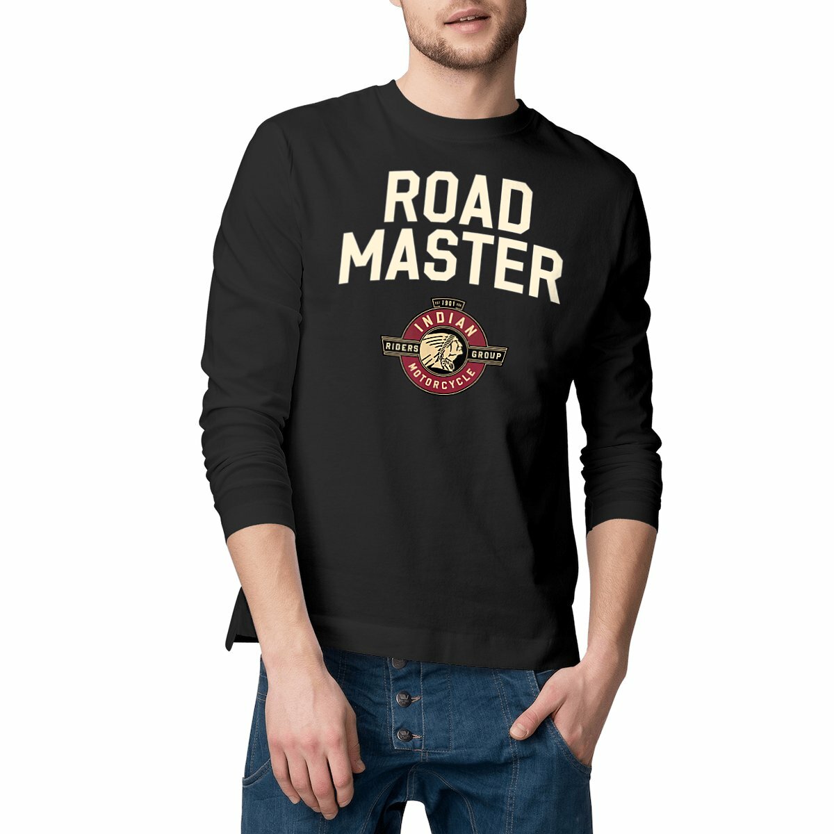 T-shirt noir manches longues Indian Radmaster