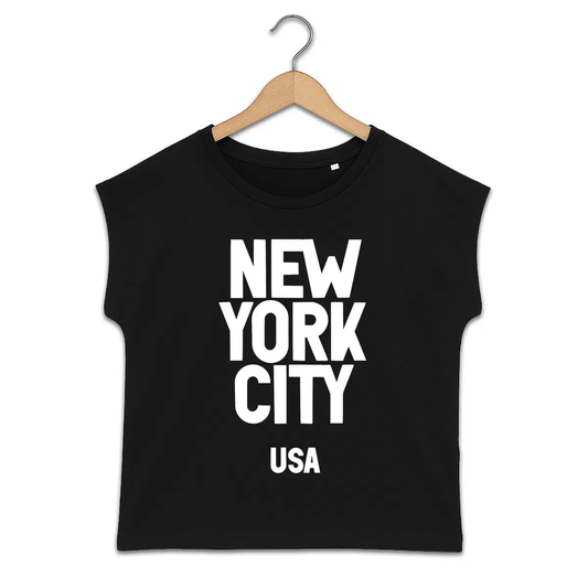 T-shirt femme manches à revers New York City USA