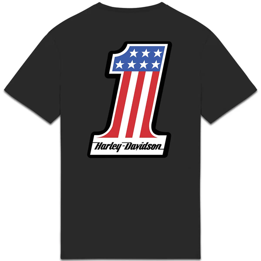 T-shirt noir unisexe manches courtes One America Harley-Davidson