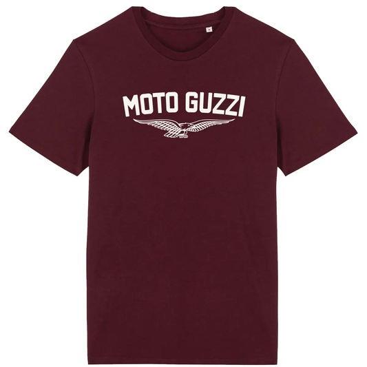 T-shirt bordeaux Moto Guzzi Originale • Vêtement coton bio • Culture Moto