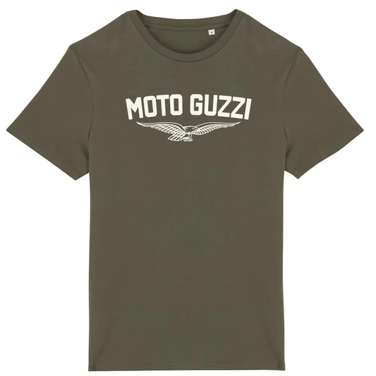T-shirt kaki Moto Guzzi Originale • Vêtement coton bio • Culture Moto