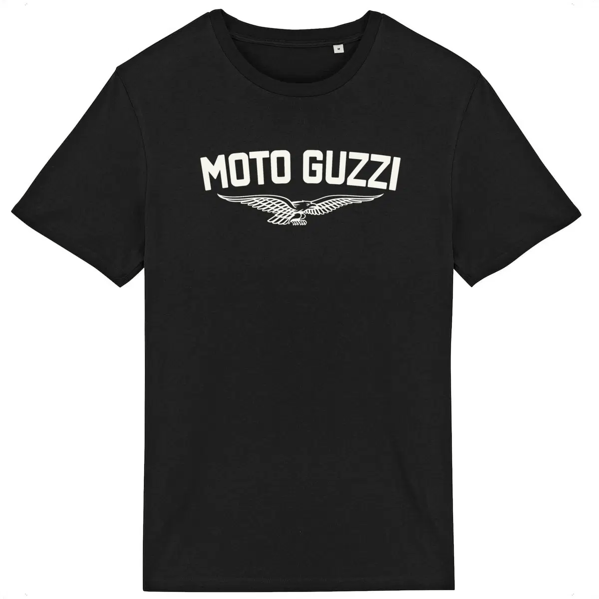 T-shirt noir Moto Guzzi Originale • Vêtement coton bio • Culture Moto