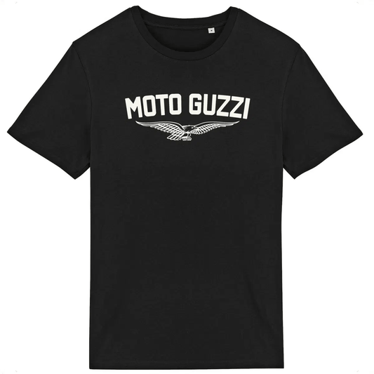 T-shirt noir Moto Guzzi Originale • Vêtement coton bio • Culture Moto