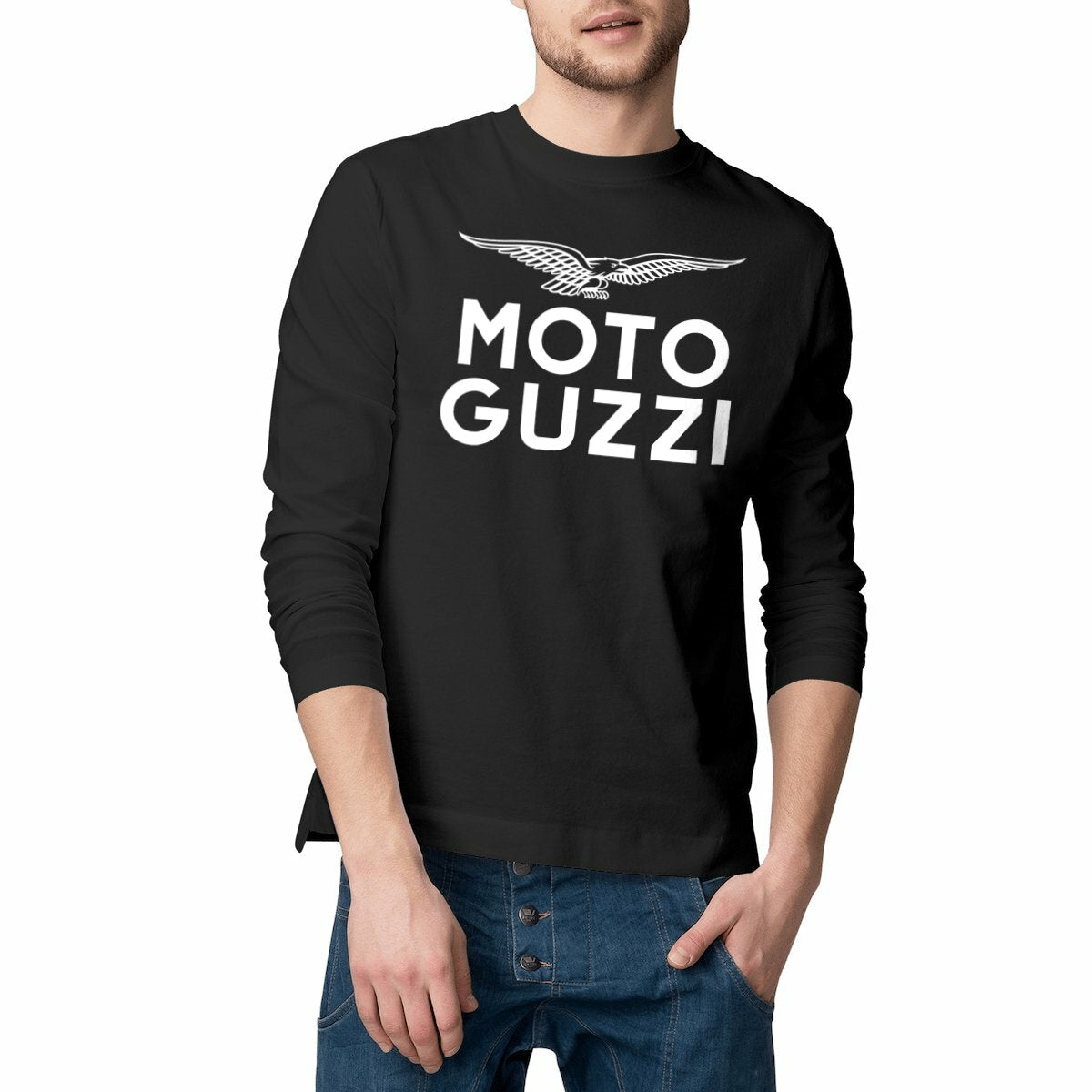 T-shirt noir manches longues Moto Guzzi Italia
