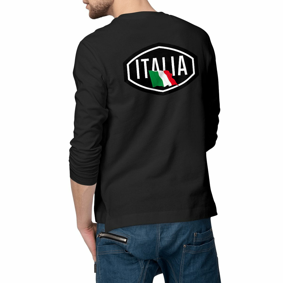 T-shirt noir manches longues Moto Guzzi Italia