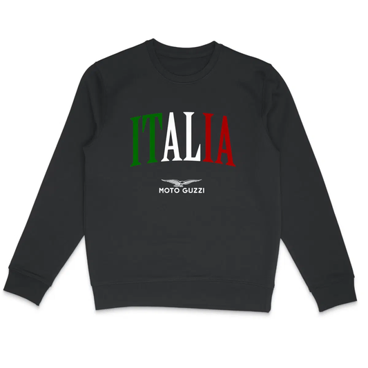 Sweat-shirt noir manches longues Moto Guzzi Italia
