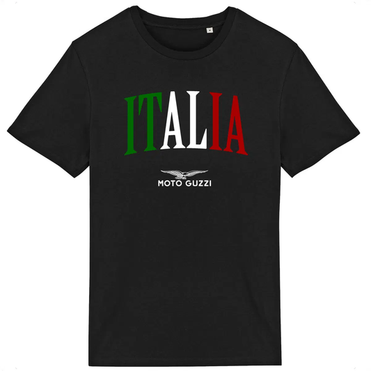 T-shirt noir manches courtes Moto Guzzi Italia