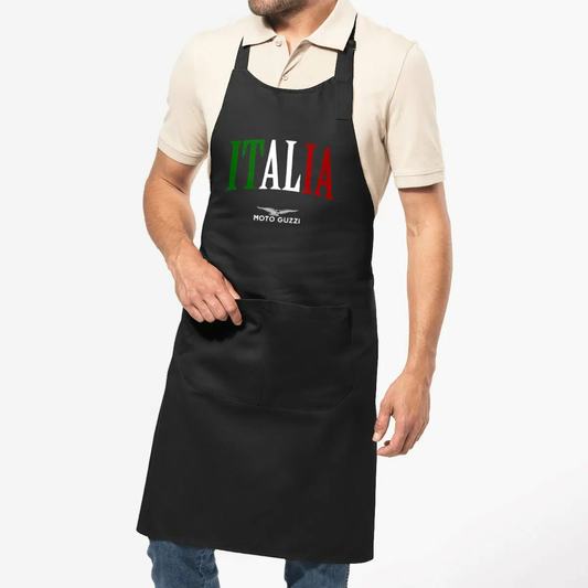 Tablier de cuisine noir Moto Guzzi Italia