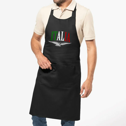 Tablier de cuisine noir Moto Guzzi Italia