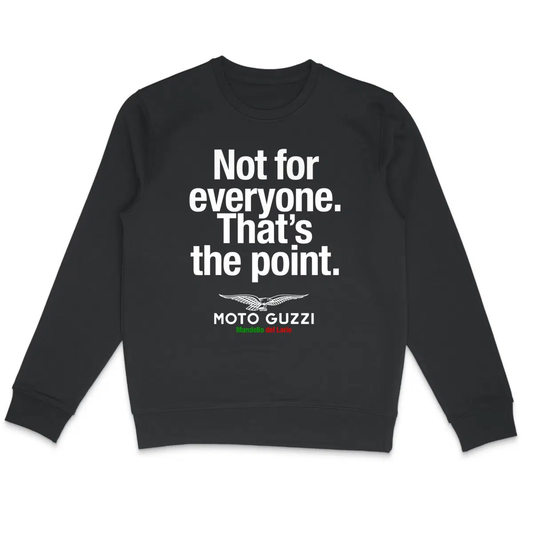 Sweat-shirt noir manches courtes Moto Guzzi. Not for everyone. That's the point.