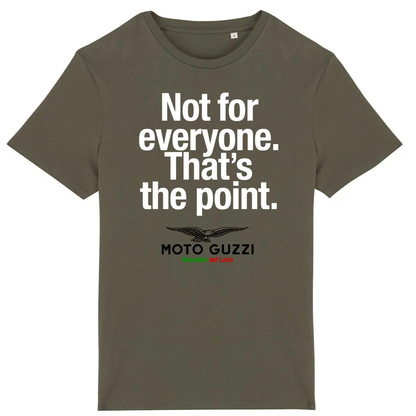 T-shirt kaki manches courtes Moto Guzzi. Not for everyone. That's the point.