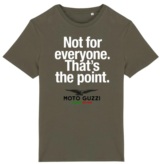 T-shirt kaki manches courtes Moto Guzzi. Not for everyone. That's the point.