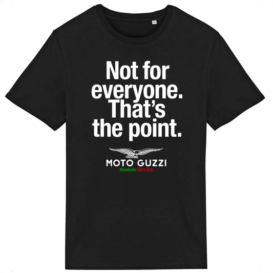 T-shirt noir manches courtes Moto Guzzi. Not for everyone. That's the point.