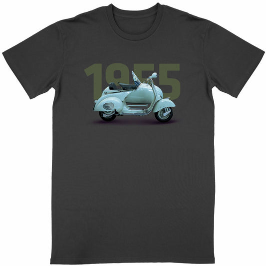 T-shirt noir manches courtes Vespa 1955