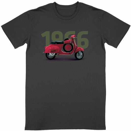T-shirt noir manches courtes Vespa 1966