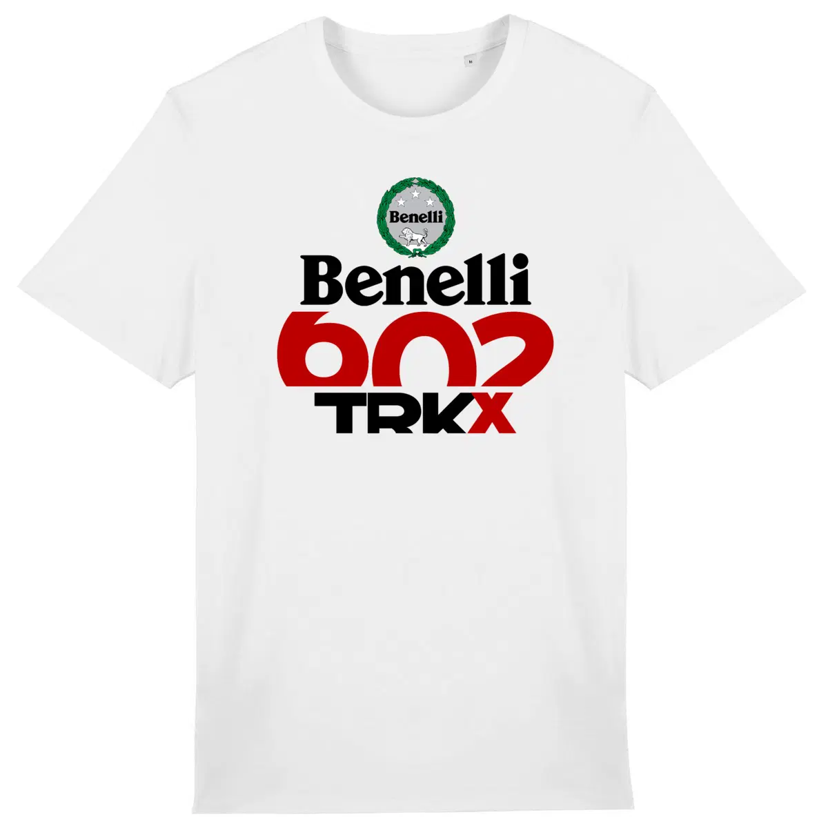 T-shirt unisexe Benelli TRK 602 X face et dos • Vêtement coton bio • Culture Moto