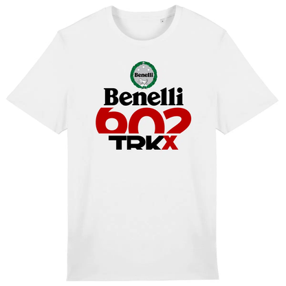 T-shirt unisexe Benelli TRK 602 X face et dos • Vêtement coton bio • Culture Moto