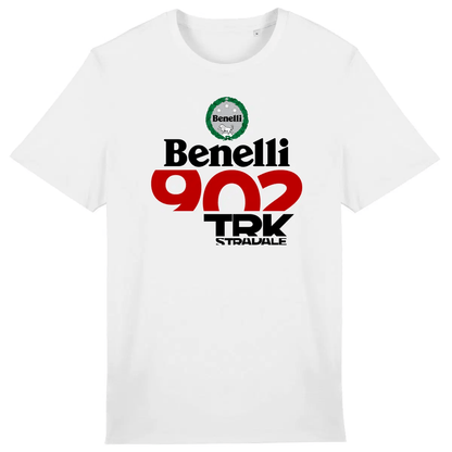 T-shirt unisexe Benelli TRK 902 Stradale face et dos • Vêtement coton bio • Culture Moto