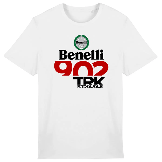 T-shirt unisexe Benelli TRK 902 Stradale face et dos • Vêtement coton bio • Culture Moto