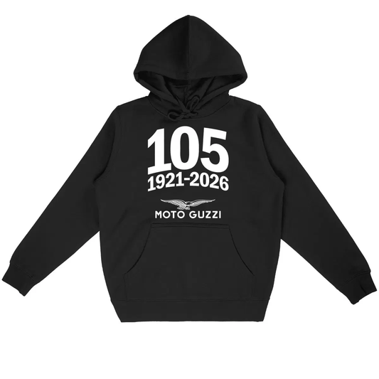 Sweat-shirt noir à capuche Moto Guzzi 105 Years 1921-2026