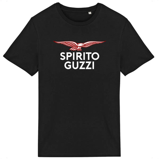 T-shirt noir Moto Guzzi Spirito Guzzi • Vêtement coton bio • Culture Moto