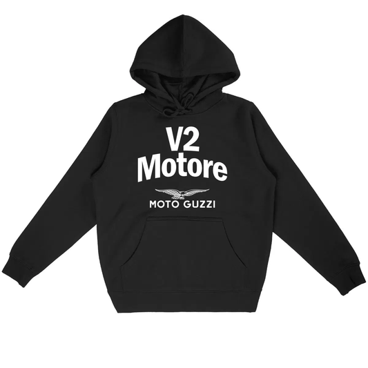 Sweat-shirt noir à capuche Moto Guzzi V2 Motore