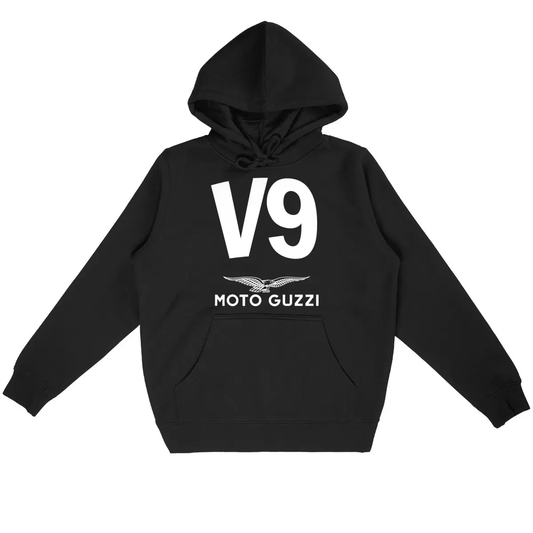 Sweat-shirt noir à capuche Moto Guzzi V9