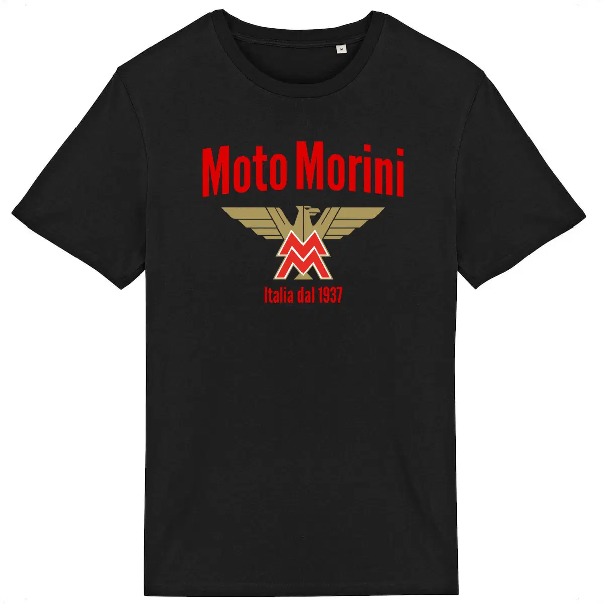 T-shirt noir manches courtes logo Moto Morini Italia dal 1937